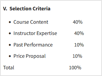 RFP example - selection criteria